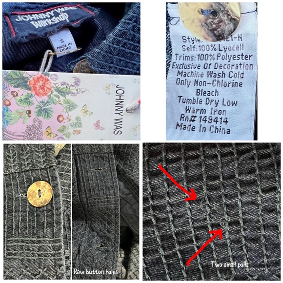Johnny Was Thora Trapunto Embroidered Denim Jacket S - Picture 14 of 14